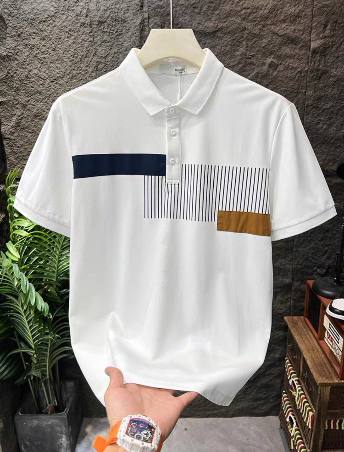ERKEK POLO YAKA ON DESENLI T-SHORT