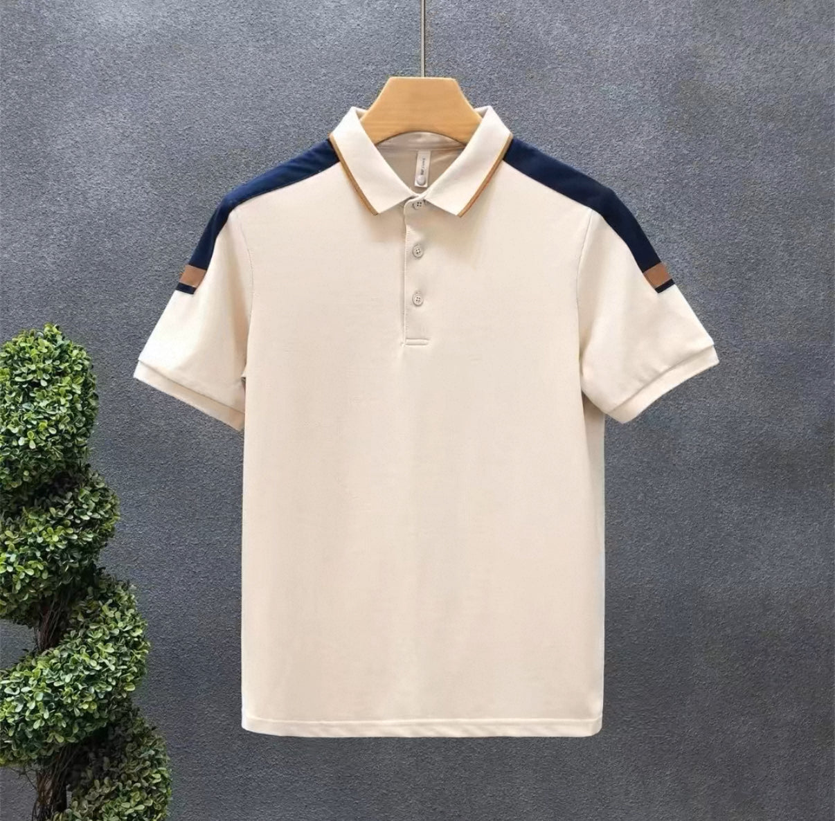 ERKEK POLO YAKA OMUZ DESENLI T-SHORT