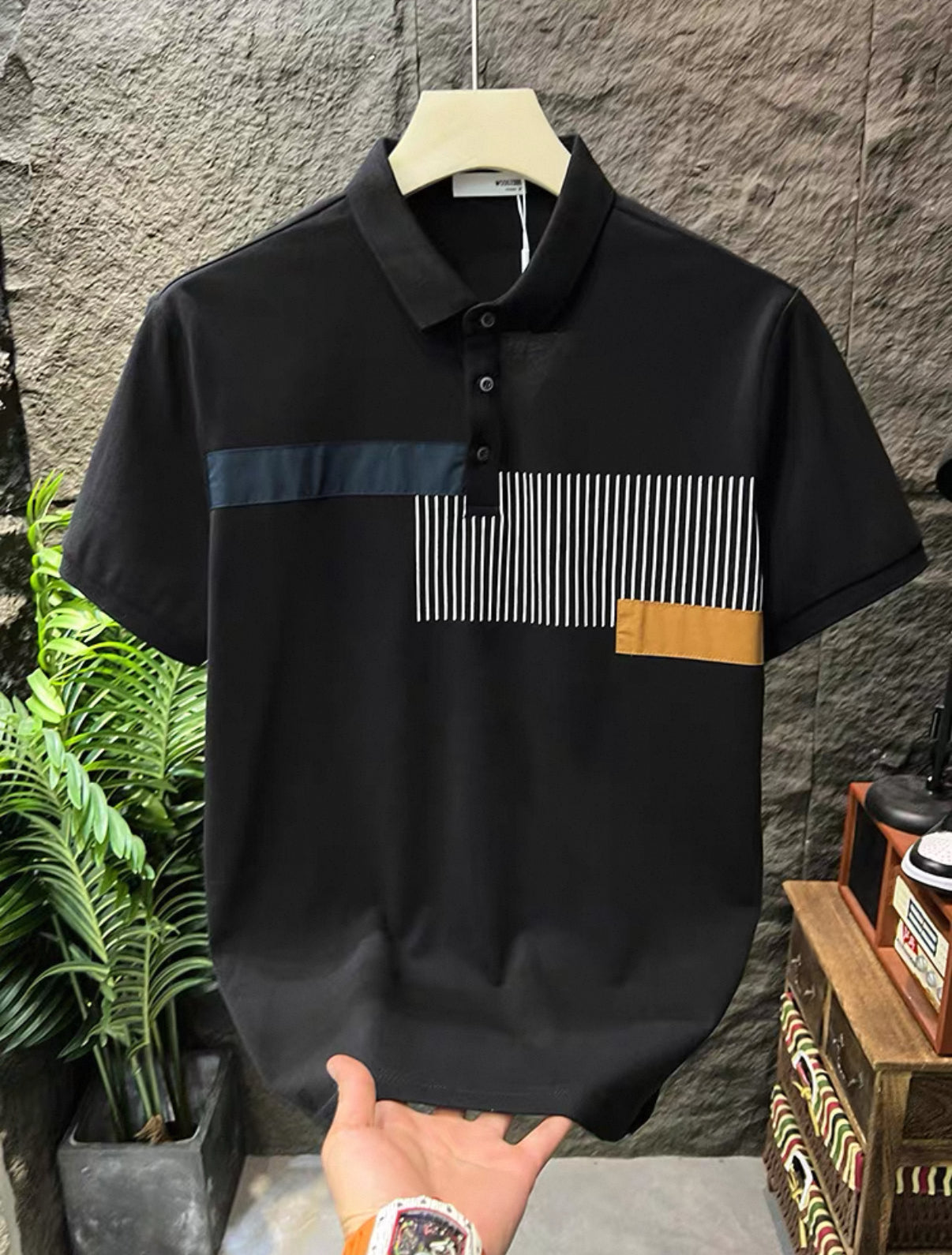 ERKEK POLO YAKA ON DESENLI T-SHORT