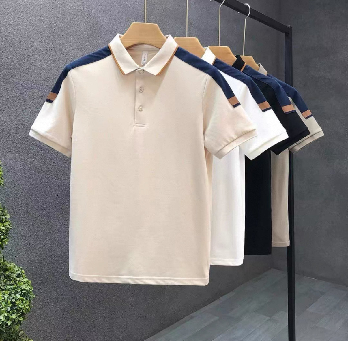 ERKEK POLO YAKA OMUZ DESENLI T-SHORT