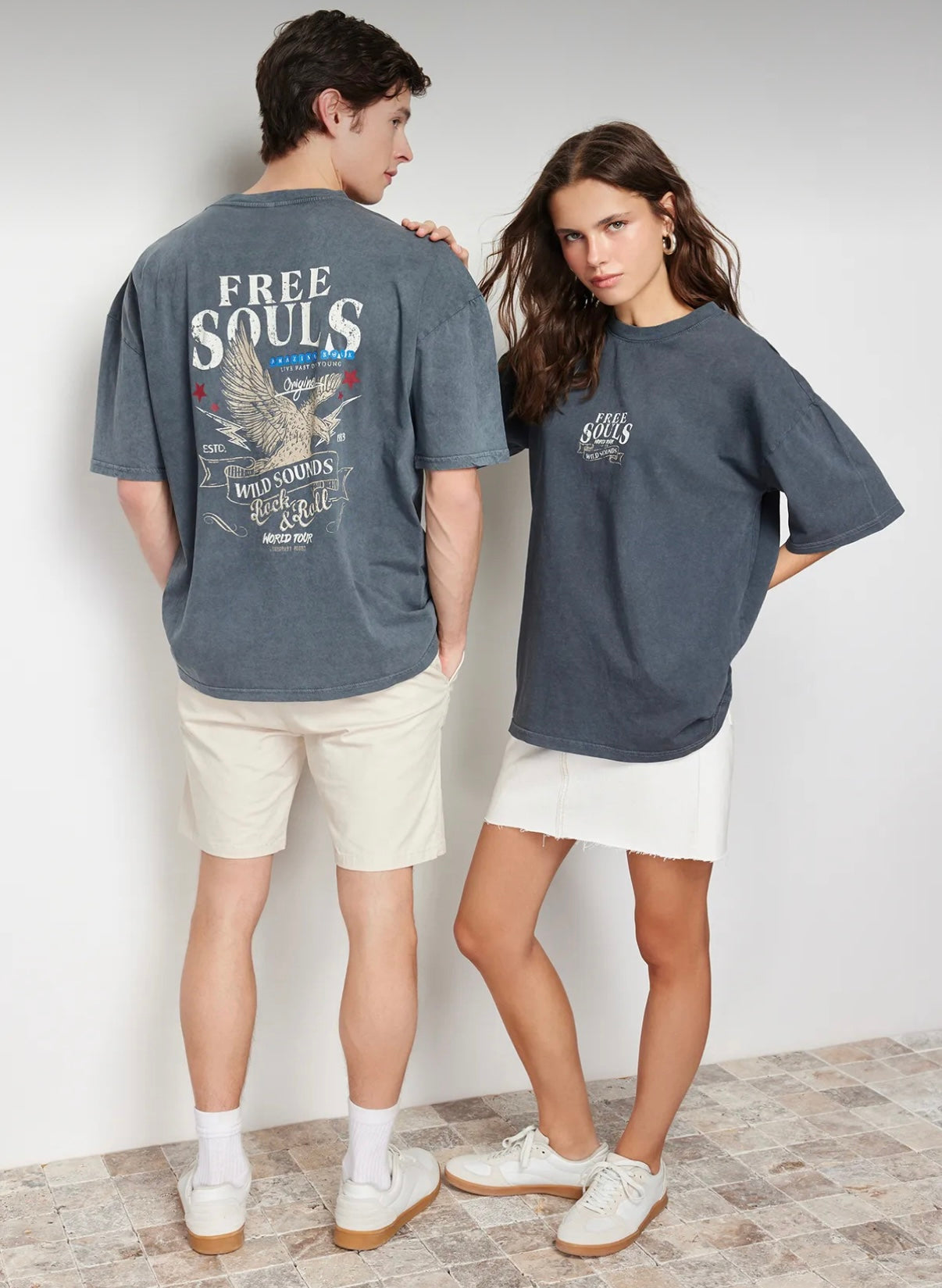 BASKILI OVERSIZE ERKEK T-SHORT