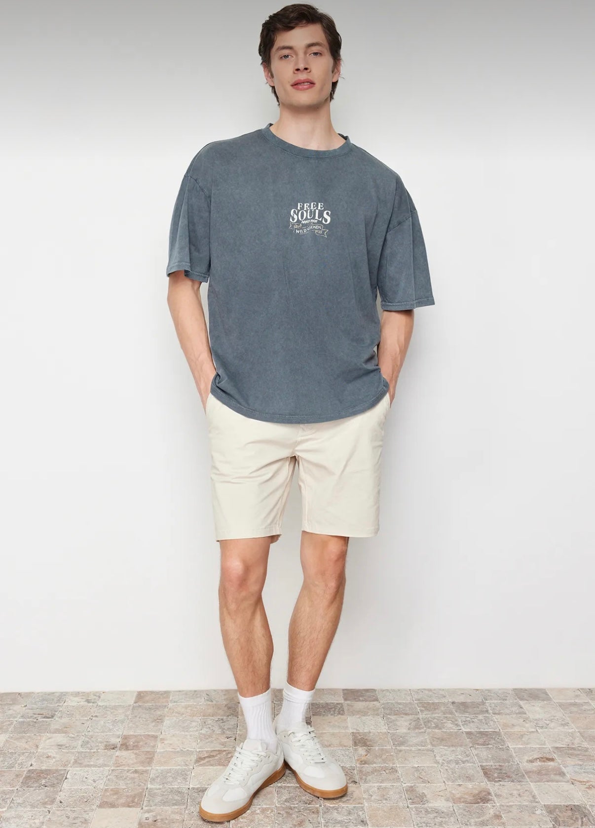 BASKILI OVERSIZE ERKEK T-SHORT
